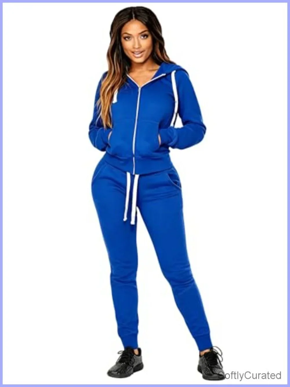 Women's 2 Piece Sweatsuit Tracksuit Long Sweatpants Set S